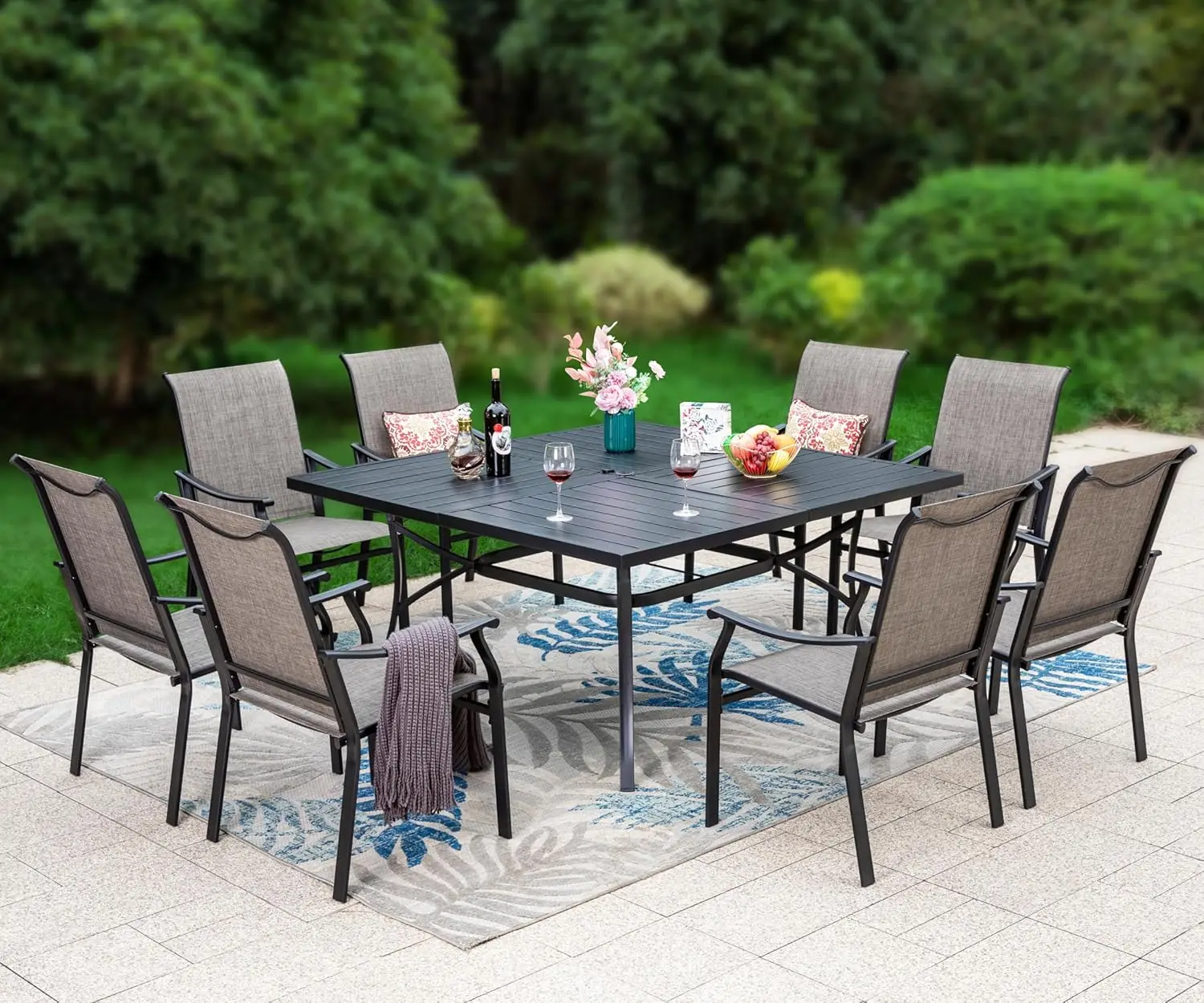 Outdoor Furniture Quick Dry - Patio Dining Set 9 Pieces, 8