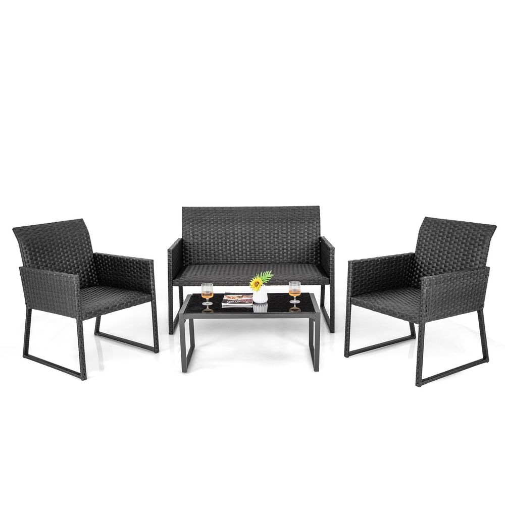 4 Pieces Wicker Patio Furnitur - Outdoor Furniture Quick Dry avis et prix