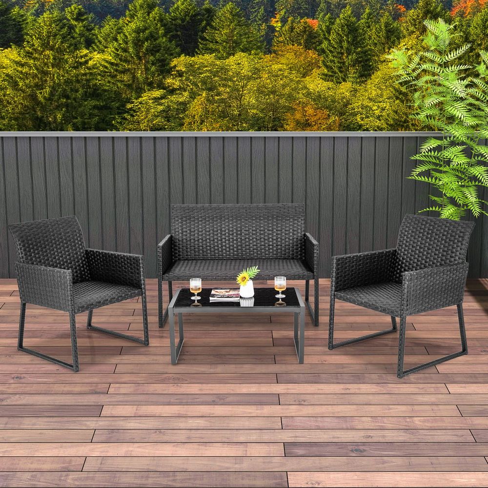 4 Pieces Wicker Patio Furnitur - Outdoor Furniture Quick Dry avis et prix