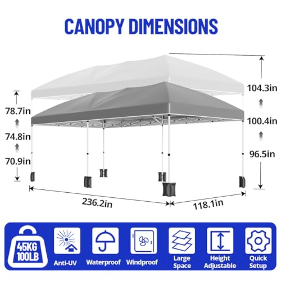10x20 Pop Up Canopy with 6 Sid - Gazebo Pop Up avis et prix