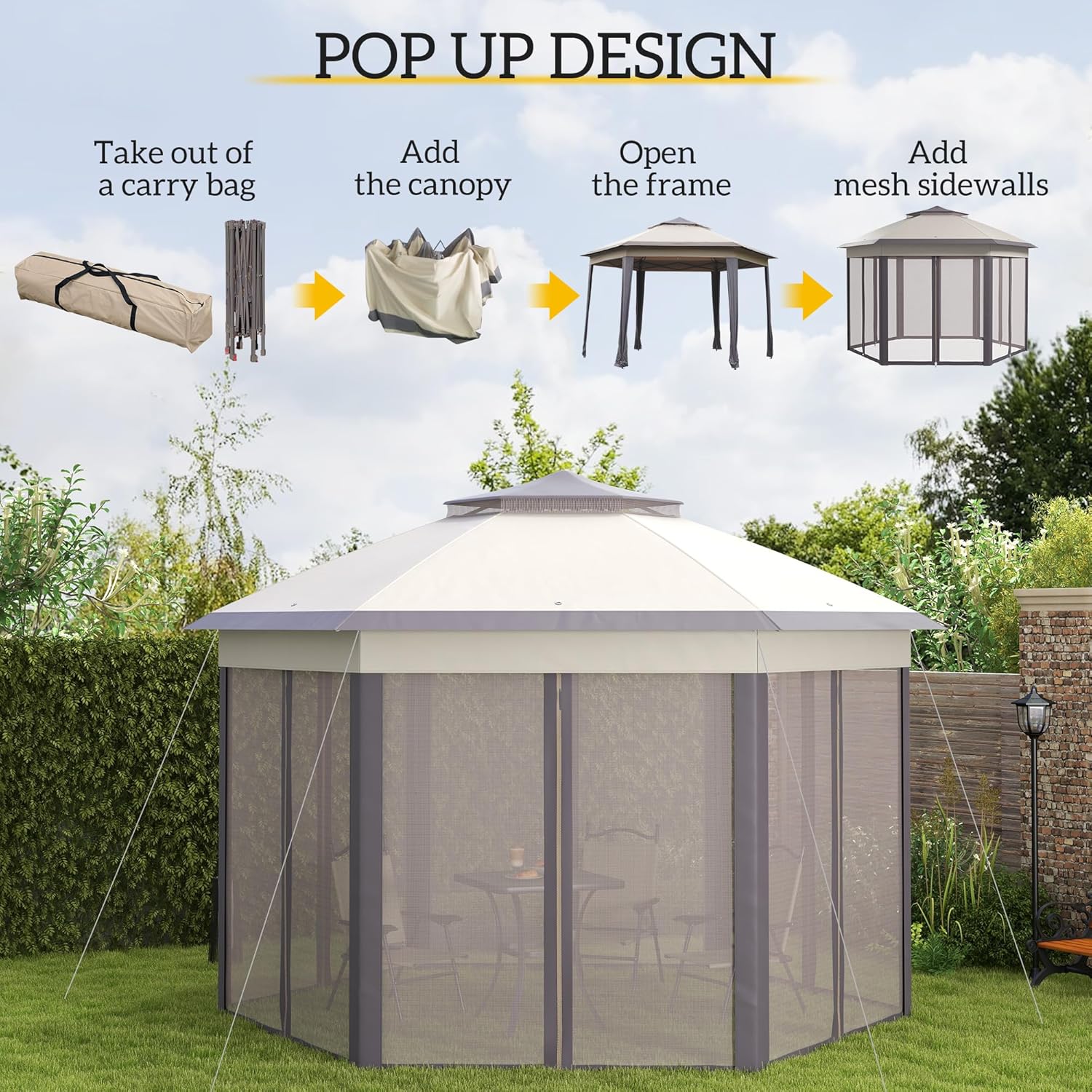13' x 13' Pop Up Gazebo, Hexag - Gazebo Pop Up avis et prix