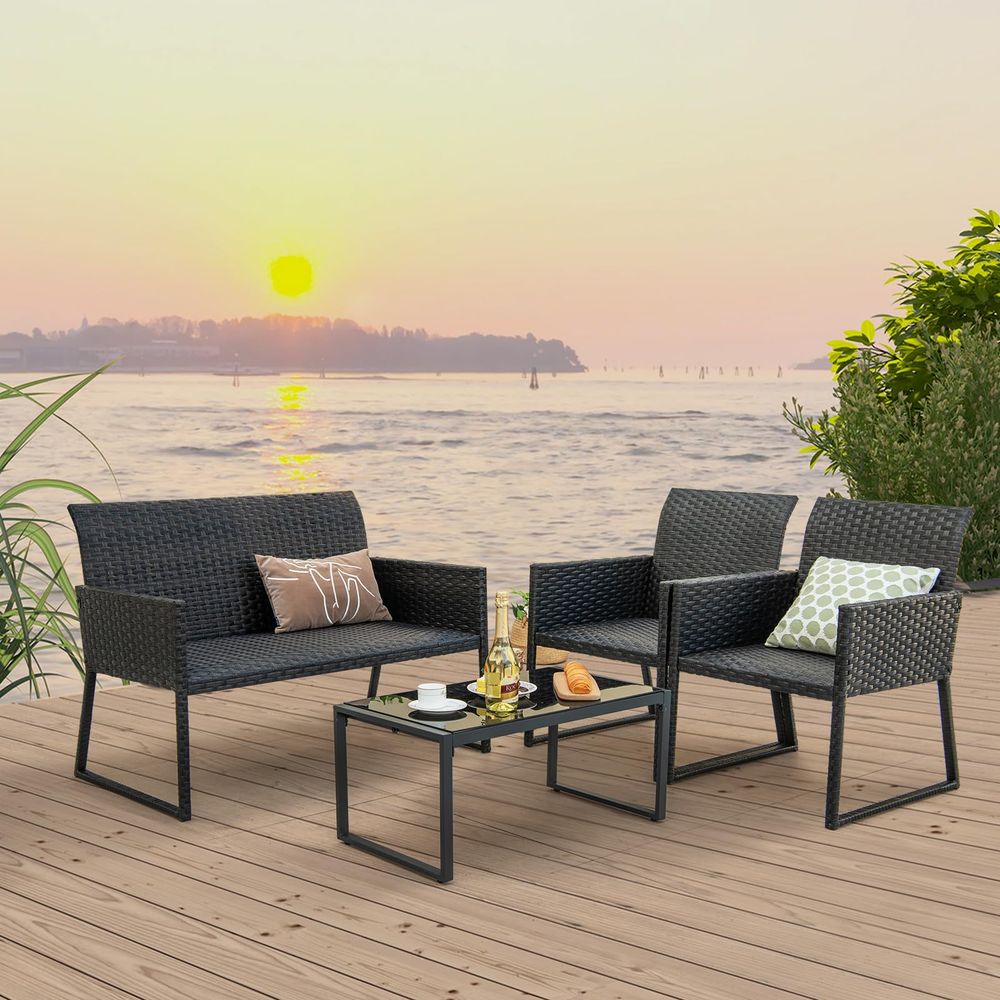 4 Pieces Wicker Patio Furnitur - Outdoor Furniture Quick Dry avis et prix