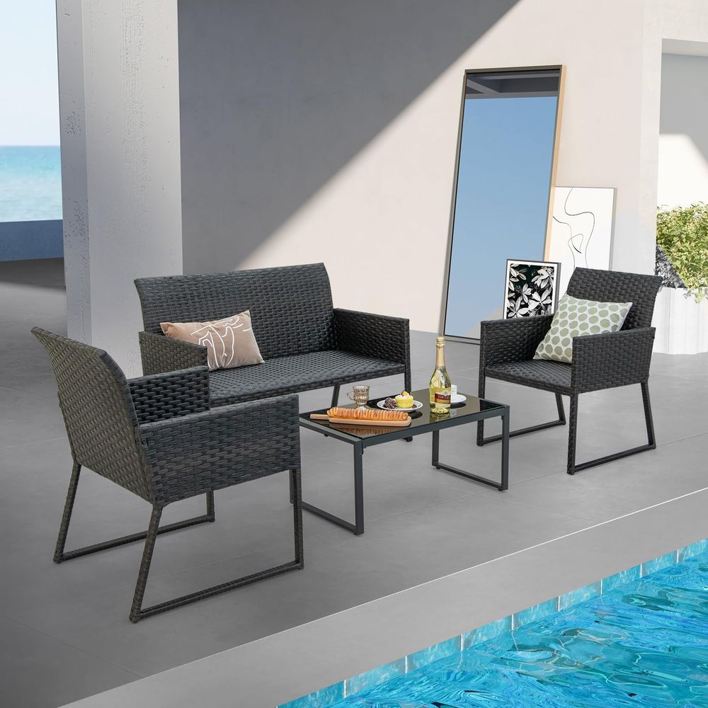 4 Pieces Wicker Patio Furnitur - Outdoor Furniture Quick Dry avis et prix