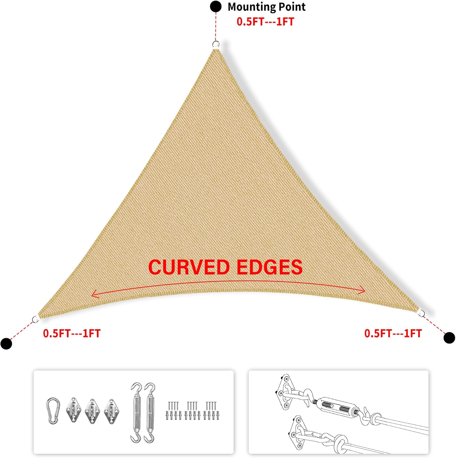 10x10x10ft White Triangle Sun  - Sun Sail Shade avis et prix
