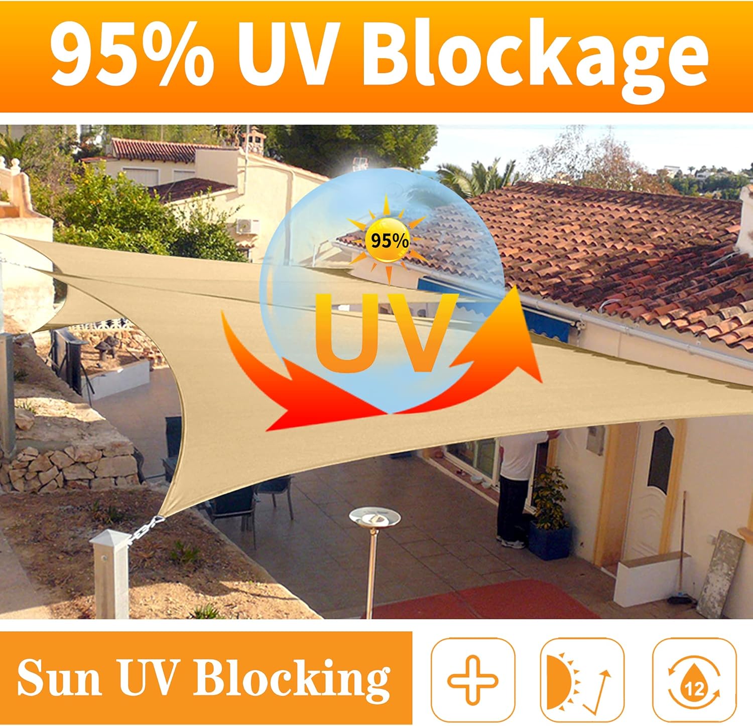 10x10x10ft White Triangle Sun  - Sun Sail Shade avis et prix