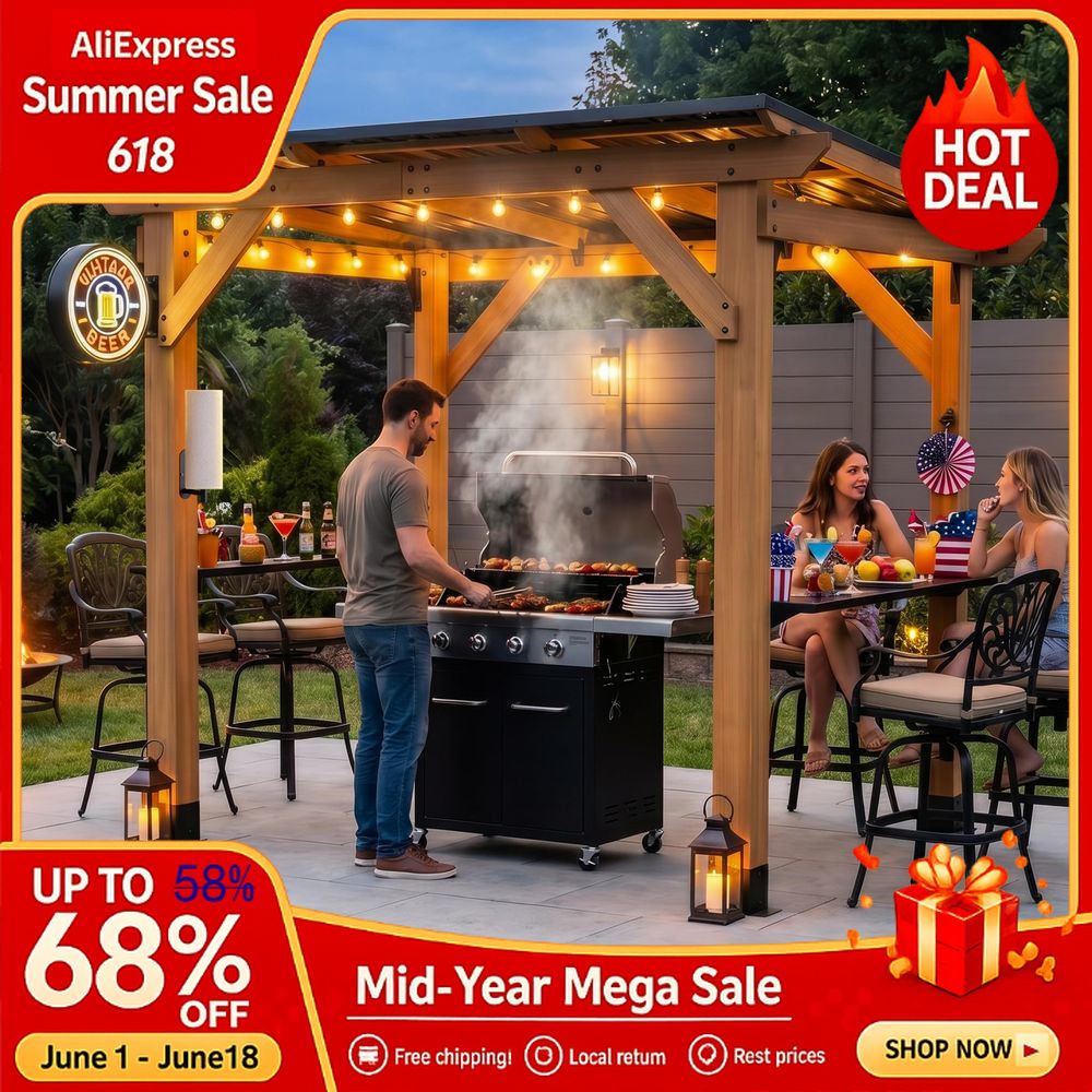 Grill Gazebo 6 x 8 FT,Cedar Wo - Gazebo Pop Up avis et prix