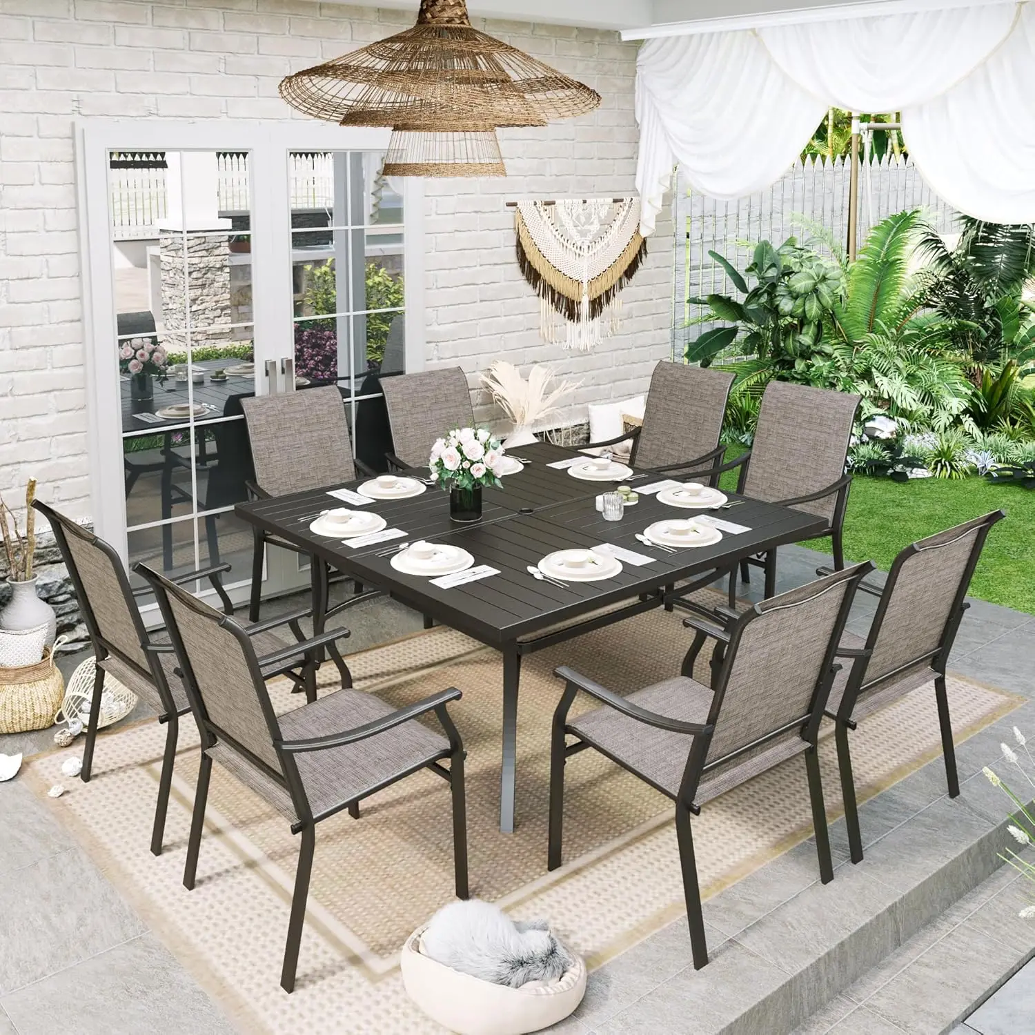 Patio Dining Set 9 Pieces, 8 Q - Outdoor Furniture Quick Dry avis et prix