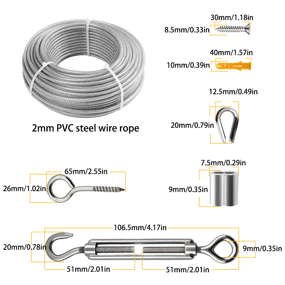 10-25M Steel Wire Rope Stainle - Outdoor Furniture Rope avis et prix