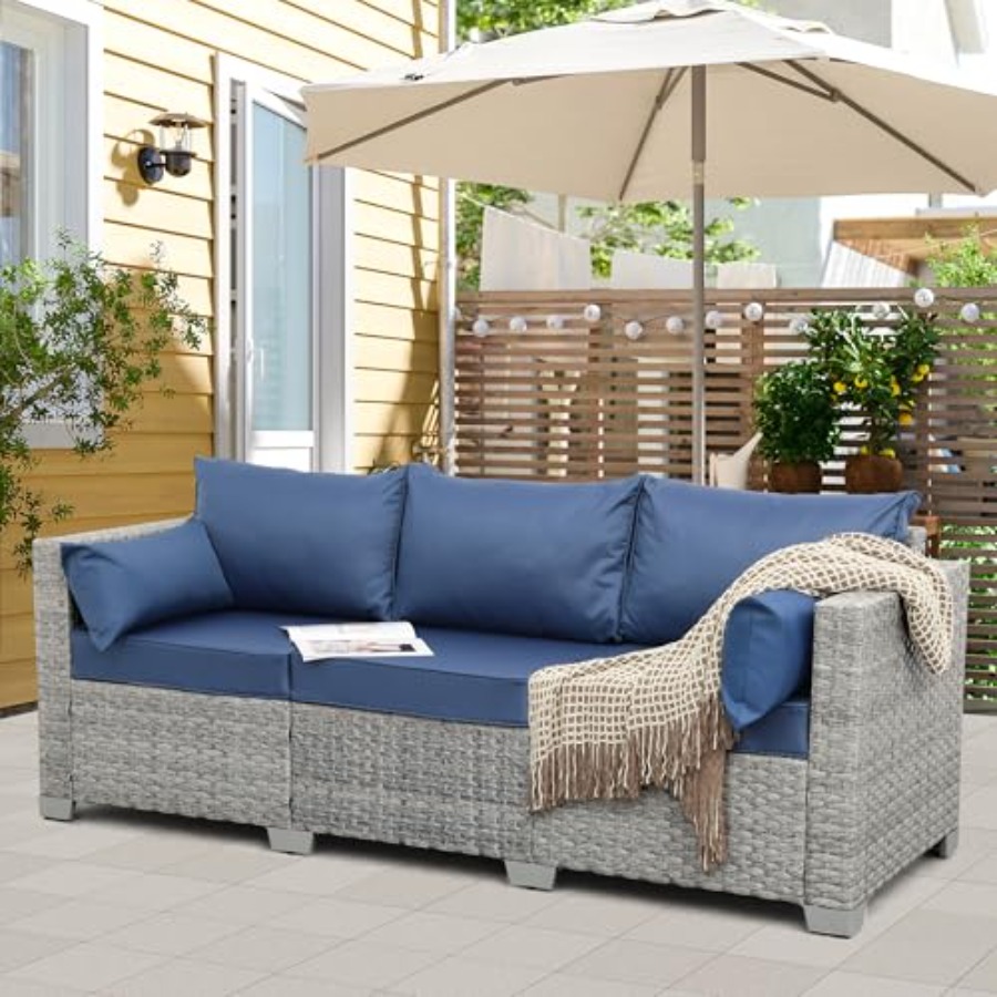 Outdoor Couch 3 Seater Wicker  - Outdoor Furniture In avis et prix